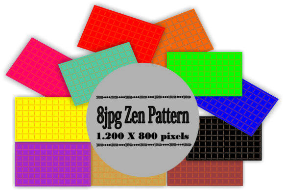11 Simple Zen and 11 Colors Zen Pattern for Paper, Fabric, and More