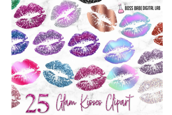 Glam Lips Clipart KISS CLIPART Gold: Elevate Your Visual Content with Elegance and Sparkle