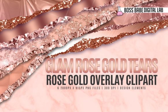 Glam Rose Gold Tears Clipart: Elevate Your Visuals with Elegance and Style