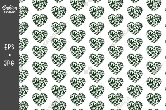 Green Heart with Hemp Leaves Pattern