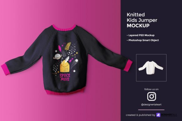 Knitted Kids Jumper Mockup: Showcase Festive Designs with Realistic, Time-Saving Precision