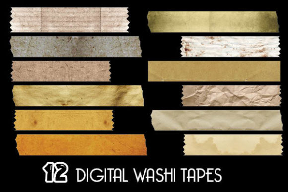 Old Paper Washi Tapes Patterns for Creative Projects