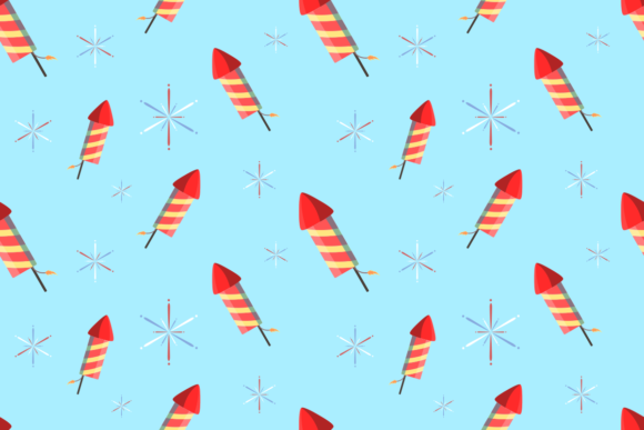 Rocket Fireworks Seamless Pattern Design