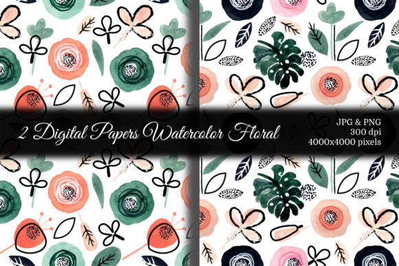 Seamless Pattern Floral Watercolor 115