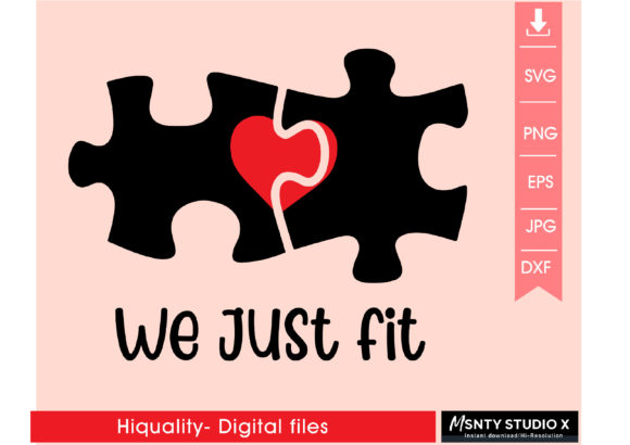 We Just Fit SVG, Valentine Couple: Perfect Matching Designs for Love-Themed Projects